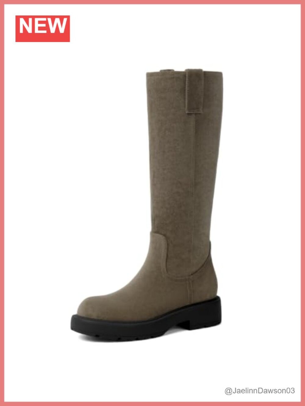 Faux Suede Knee-High Boots Round Toe Block Heel Women's